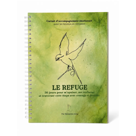 Carnet Toujours L, couverture verte, carnet d'accompagnement pour femme en rémission de cancer